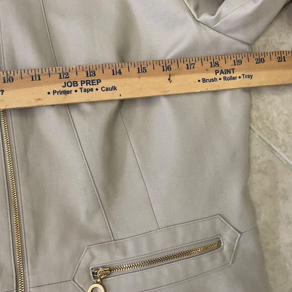 Calvin Klein Blazer Zip Career Blazer Jacket women’s  Size 14 Beige pockets - Picture 7 of 13